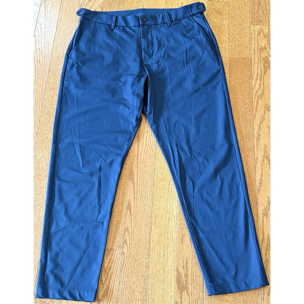 YoungLA Office Tech Slim Fit Trousers Men 34R Navy Performance Chino Office Work